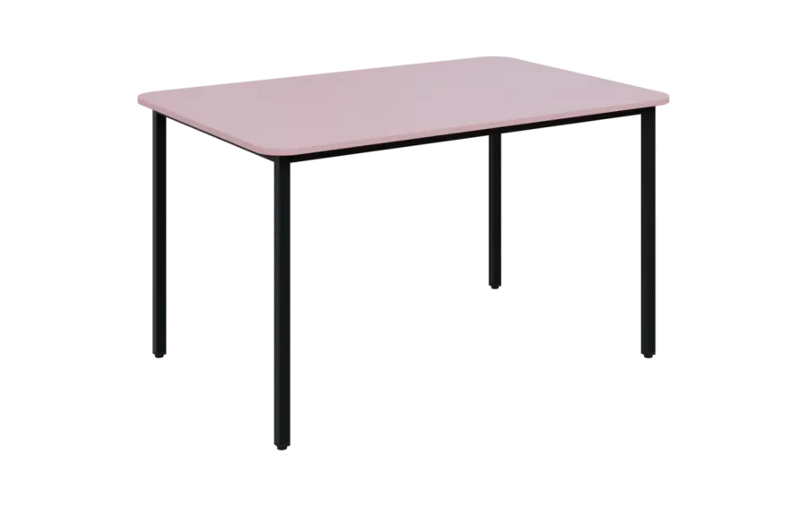 JSBR 130N Jídelní stůl 1300 x 900 mm, deska pastelově růžová / podnož černá